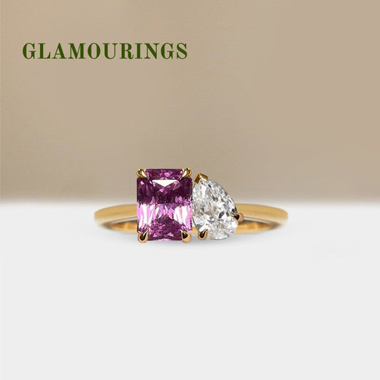 1.39ct Radiant Peach Sapphire Engagement Ring