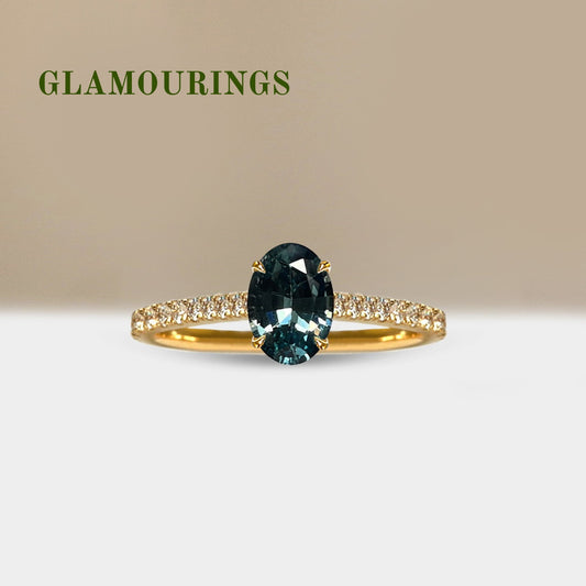 1.14ct Oval Teal Sapphire Engagement Ring