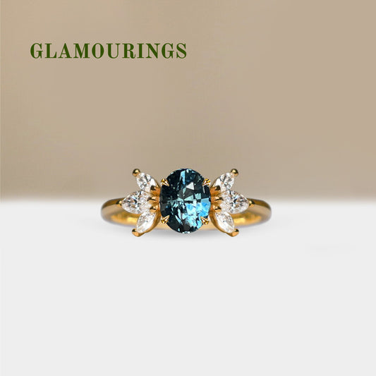 1.09ct Oval Teal Sapphire Engagement Ring
