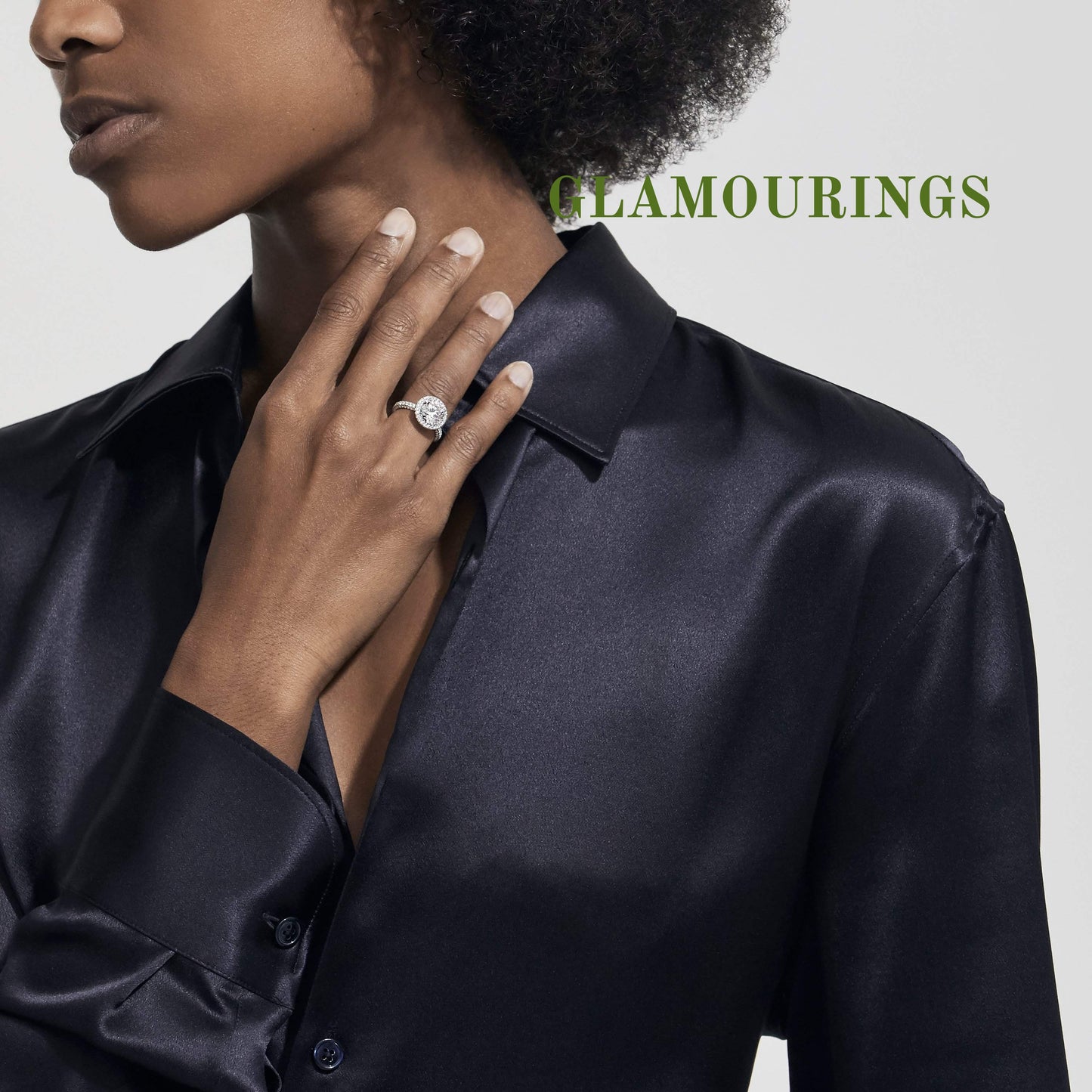 GLAMOURINGS Round Brilliant Diamond Double Halo Ring