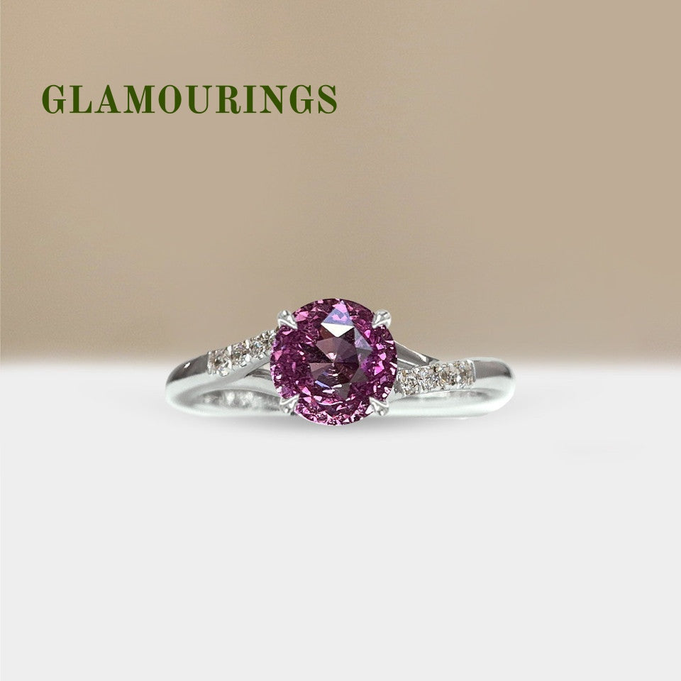 1.34ct Round Peach Sapphire Engagement Ring