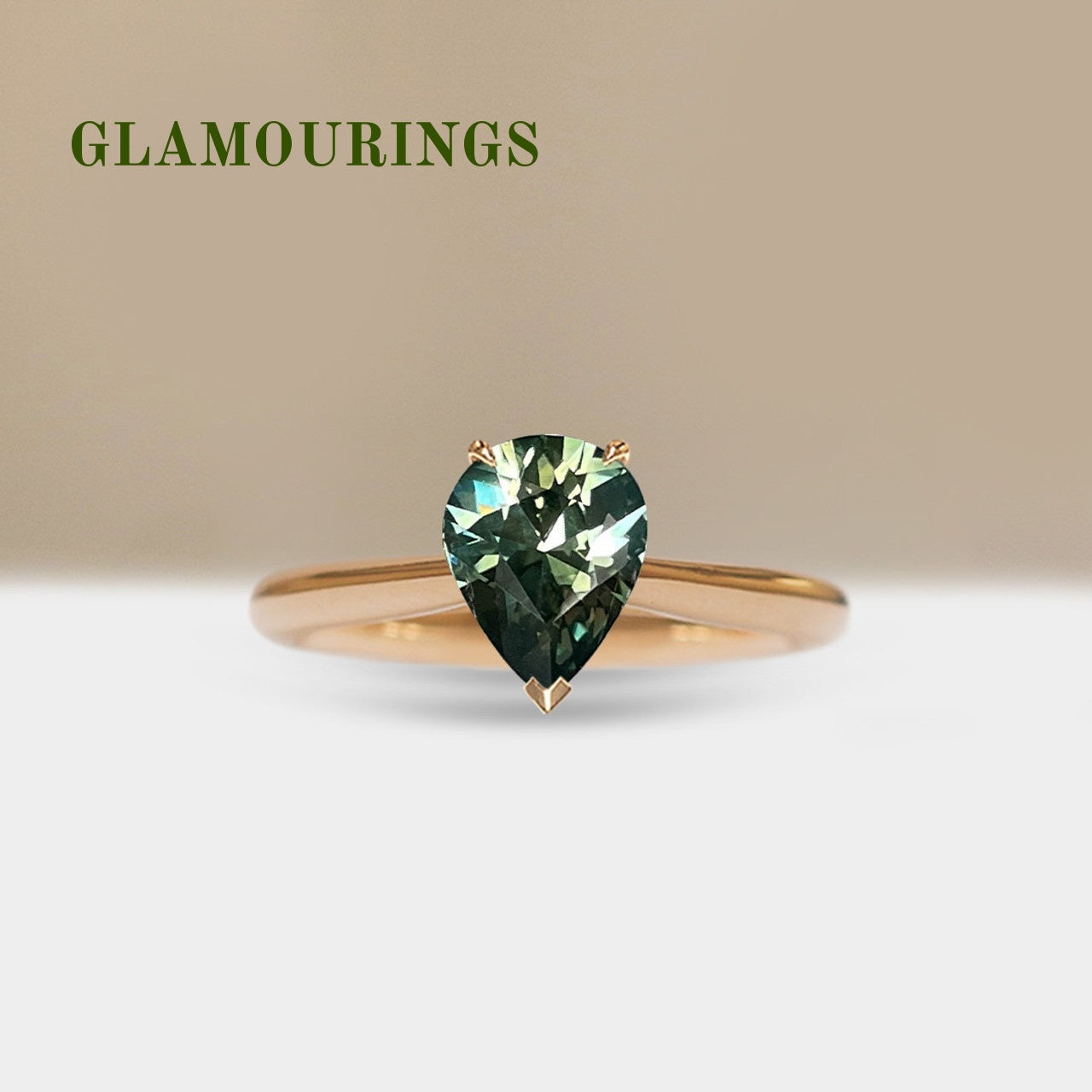 1.5ct Pear Australian Parti Teal Sapphire Engagement Ring