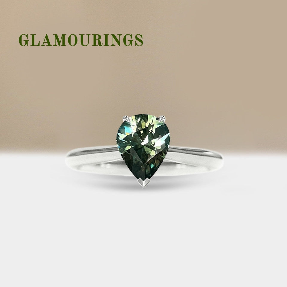 1.5ct Pear Australian Parti Teal Sapphire Engagement Ring