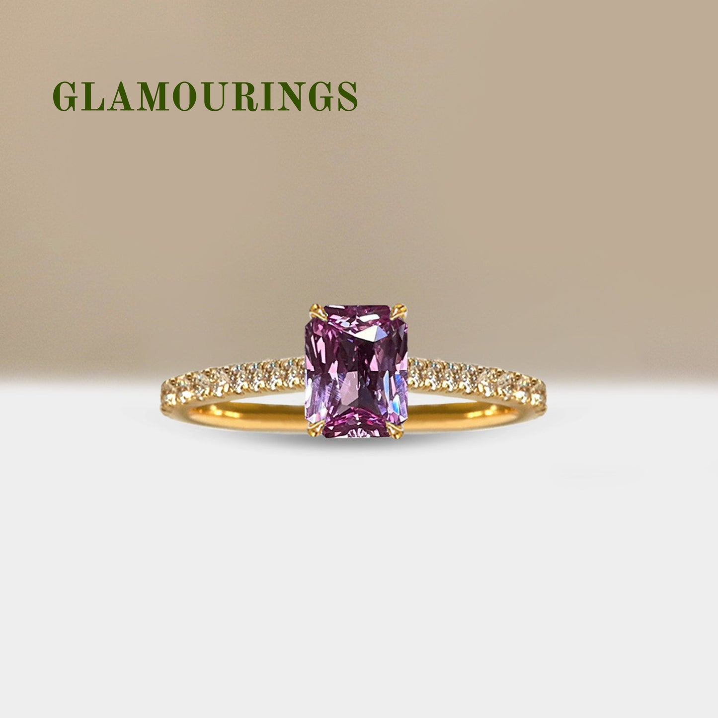 1.12ct Radiant Peach Sapphire Engagement Ring