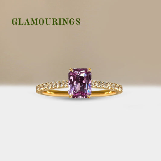 1.12ct Radiant Peach Sapphire Engagement Ring