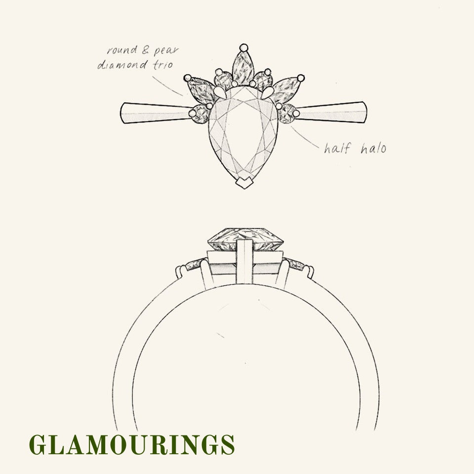 1.18ct Pear Blue Sapphire Engagement Ring