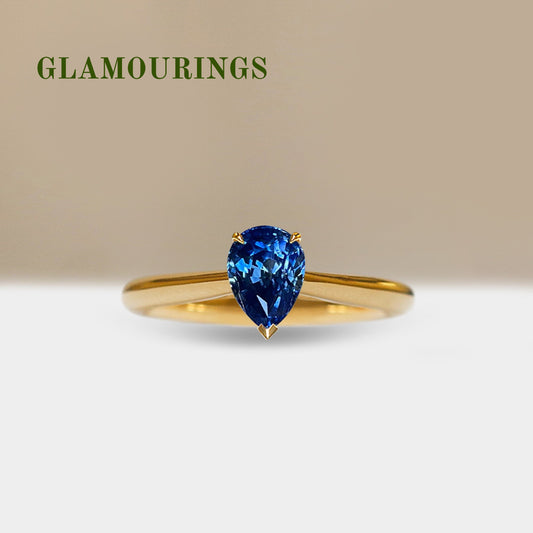 1.2ct Pear Blue Sapphire Engagement Ring