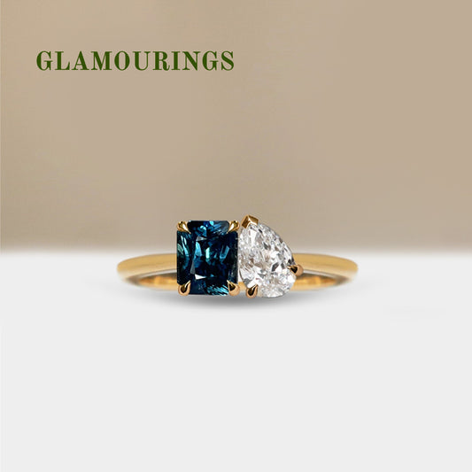 1.07ct Emerald Cut Australian Parti Teal Sapphire Engagement Ring