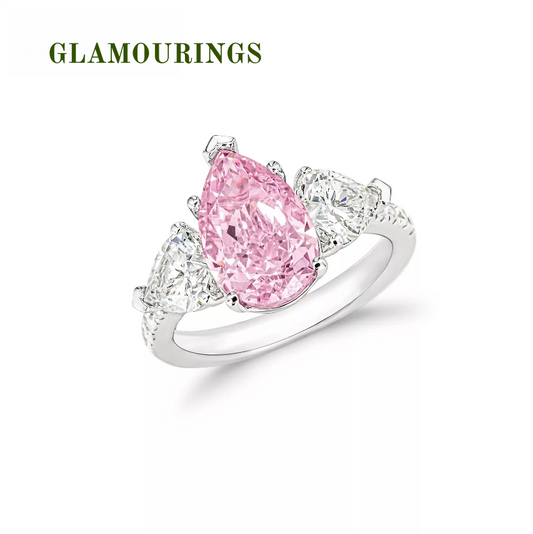 Pink Pear-Cut Diamond Three-Stone Ring