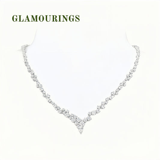 Elegant V-Shape Moissanite Tennis Necklace
