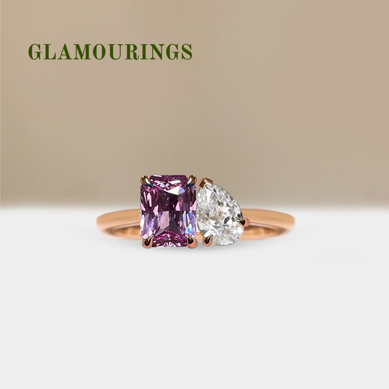 1.12ct Radiant Peach Sapphire Engagement Ring