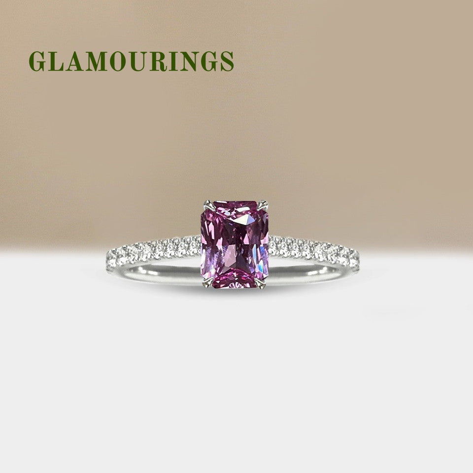1.12ct Radiant Peach Sapphire Engagement Ring