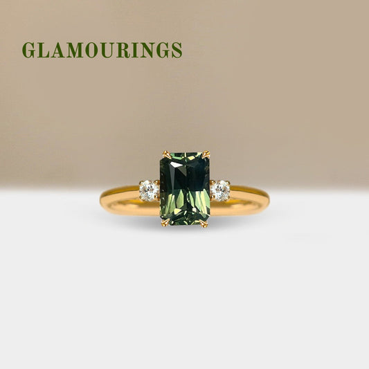 1.07ct Radiant Australian Parti Teal Sapphire Engagement Ring