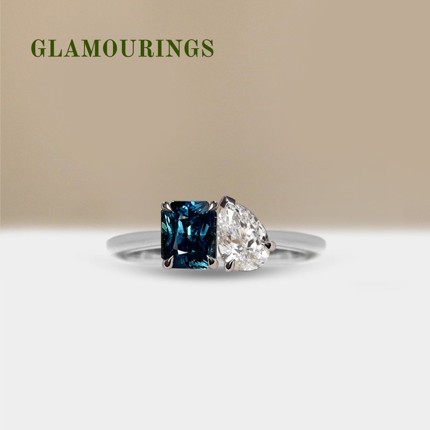1.07ct Emerald Cut Australian Parti Teal Sapphire Engagement Ring