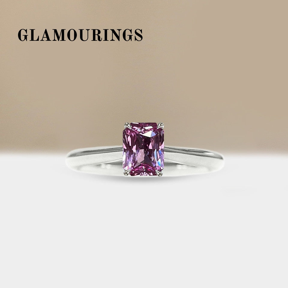 1.12ct Radiant Peach Sapphire Engagement Ring