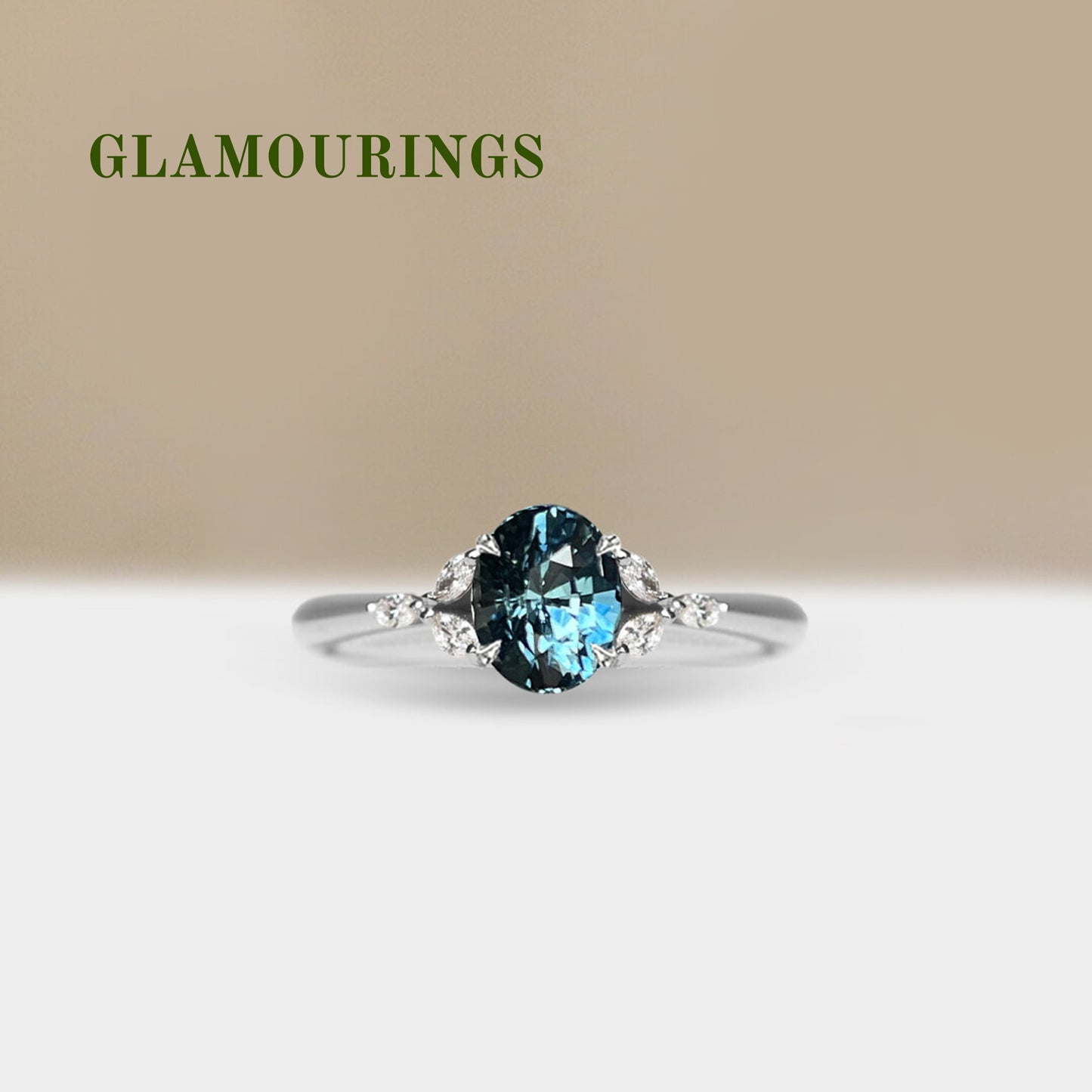 1.09ct Oval Teal Sapphire Engagement Ring