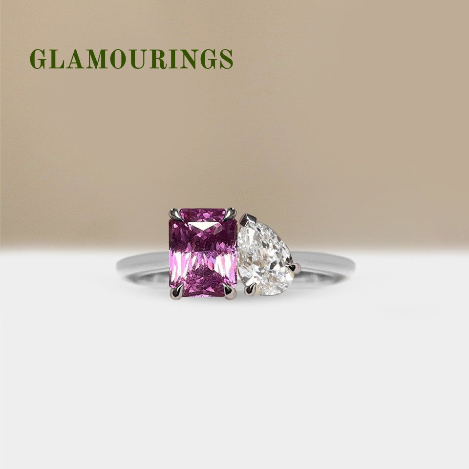 1.39ct Radiant Peach Sapphire Engagement Ring