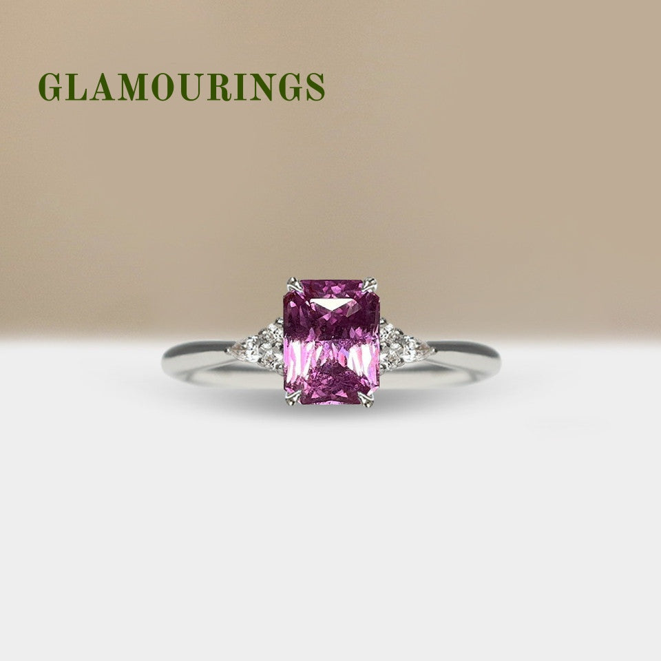 1.39ct Radiant Peach Sapphire Engagement Ring
