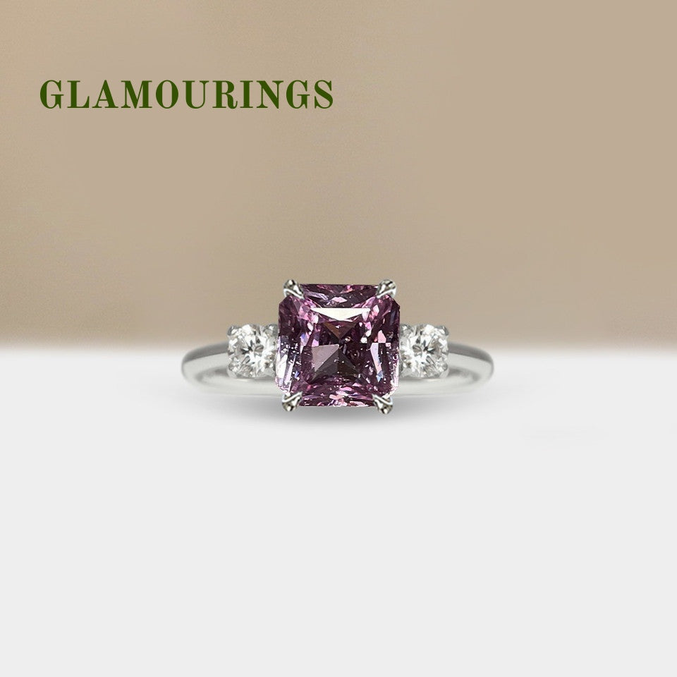 1.7ct Radiant Peach Sapphire Engagement Ring
