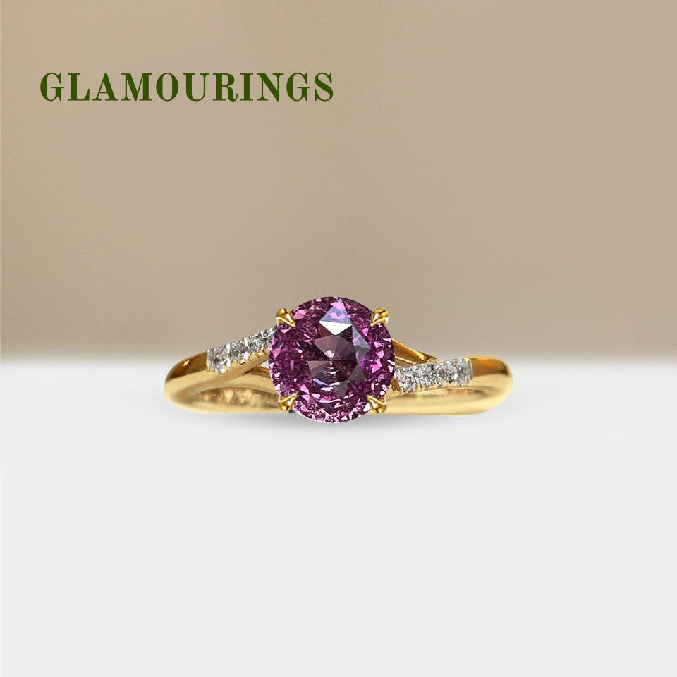 1.34ct Round Peach Sapphire Engagement Ring