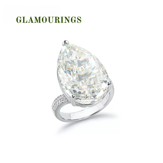 GLAMOURINGS teardrop-shaped large-carat diamond ring