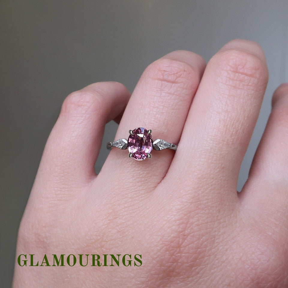 1.19ct Oval Peach Sapphire Engagement Ring
