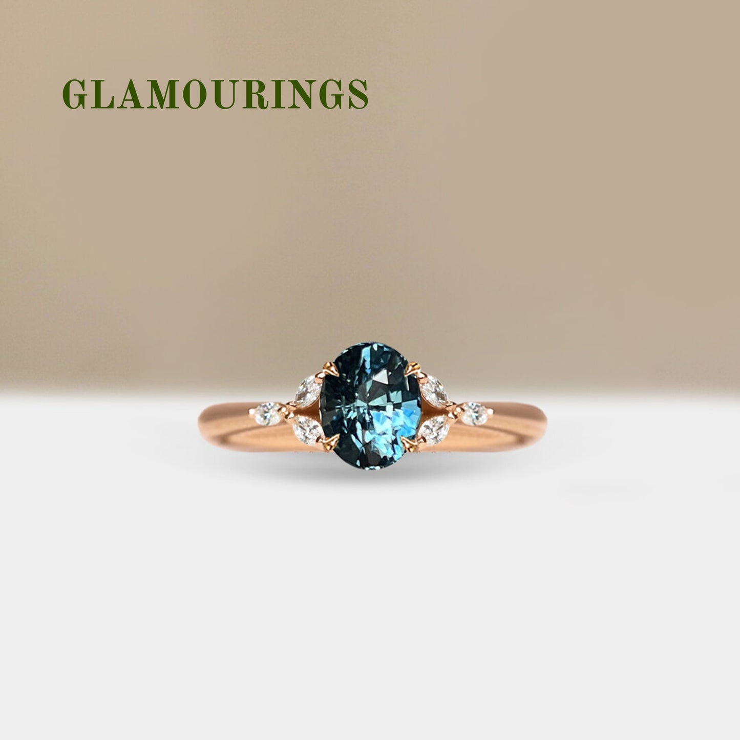 1.09ct Oval Teal Sapphire Engagement Ring