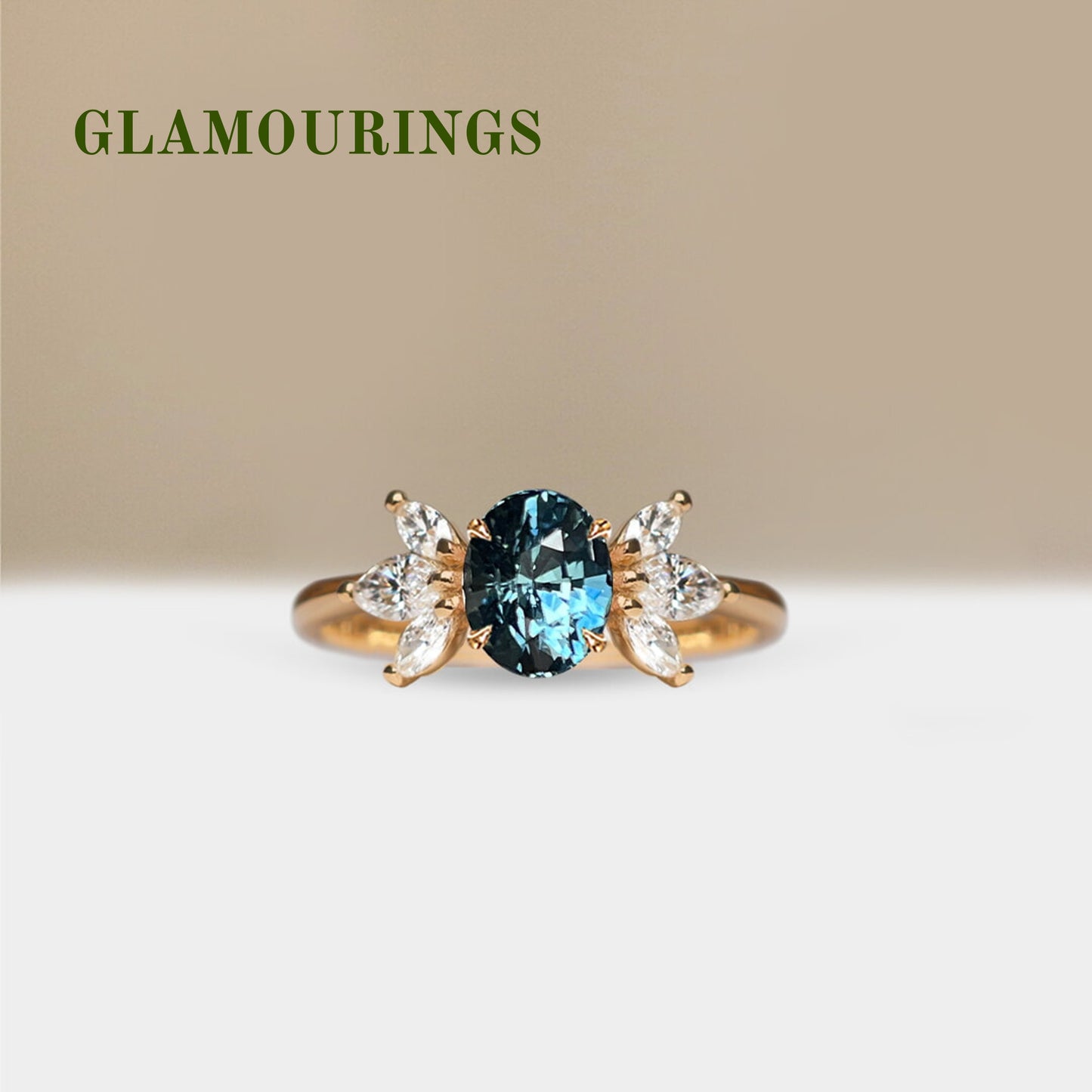 1.09ct Oval Teal Sapphire Engagement Ring