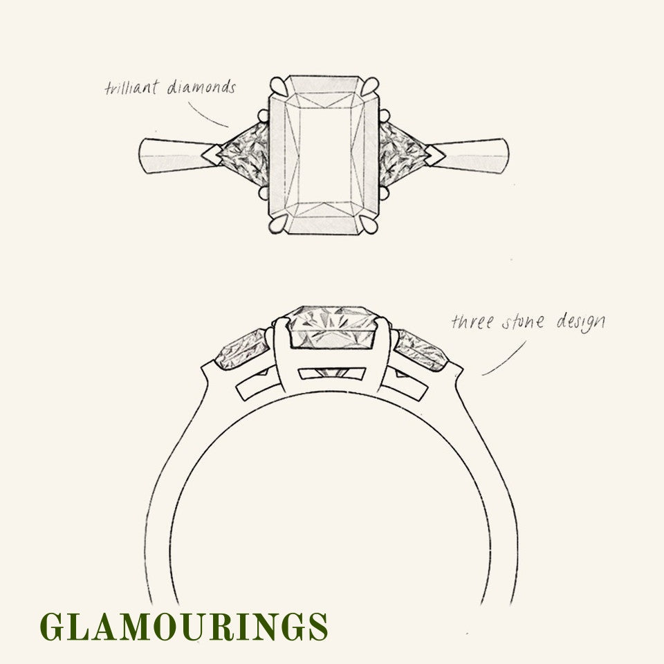 1.11ct Emerald Cut Australian Parti Teal Sapphire Engagement Ring
