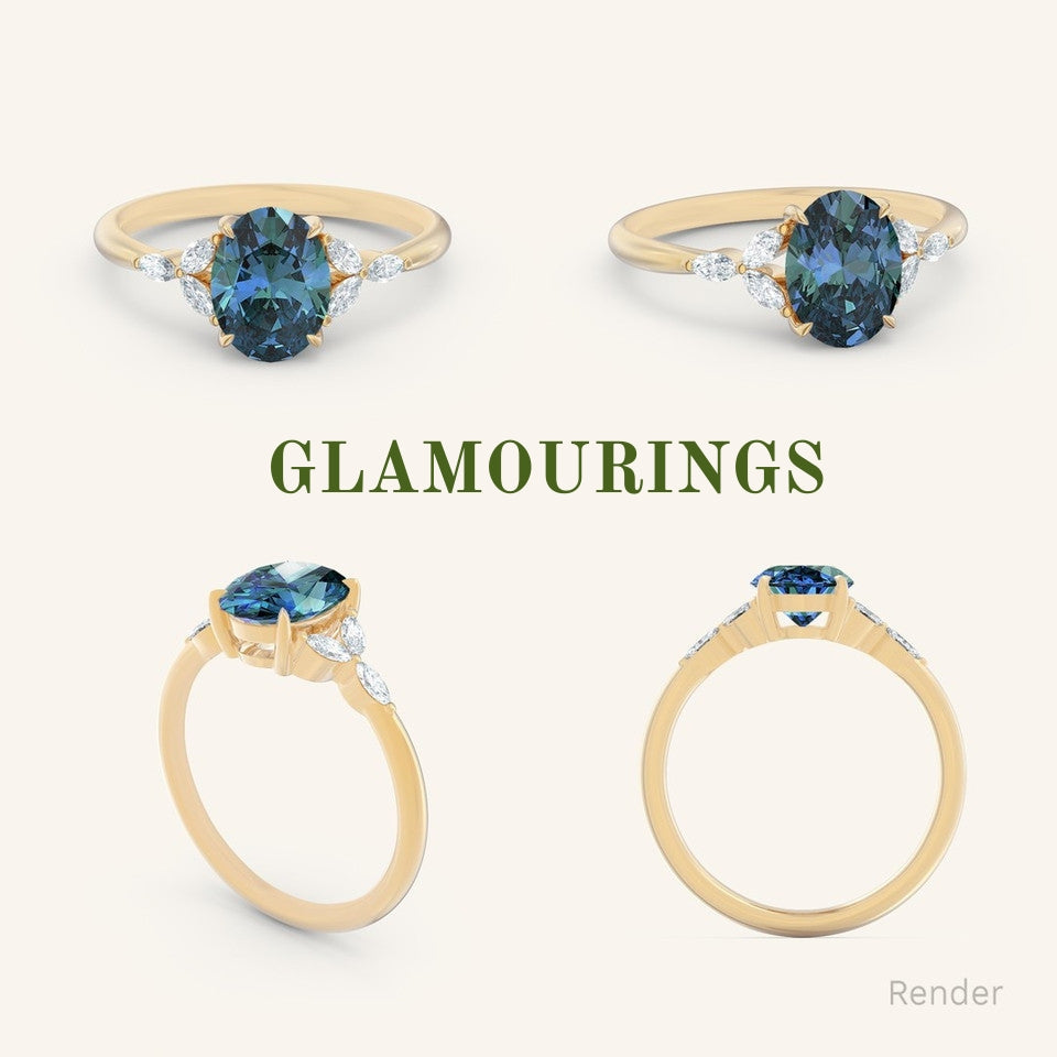 1.09ct Oval Teal Sapphire Engagement Ring