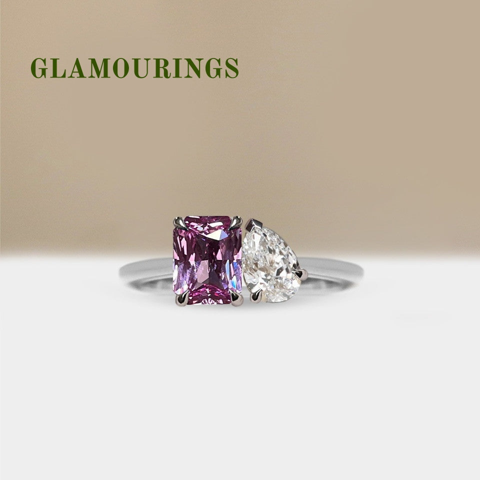 1.12ct Radiant Peach Sapphire Engagement Ring