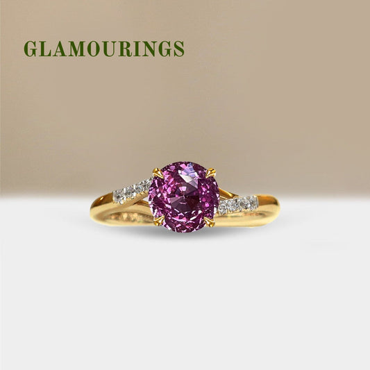 1.51ct Round Peach Sapphire Engagement Ring