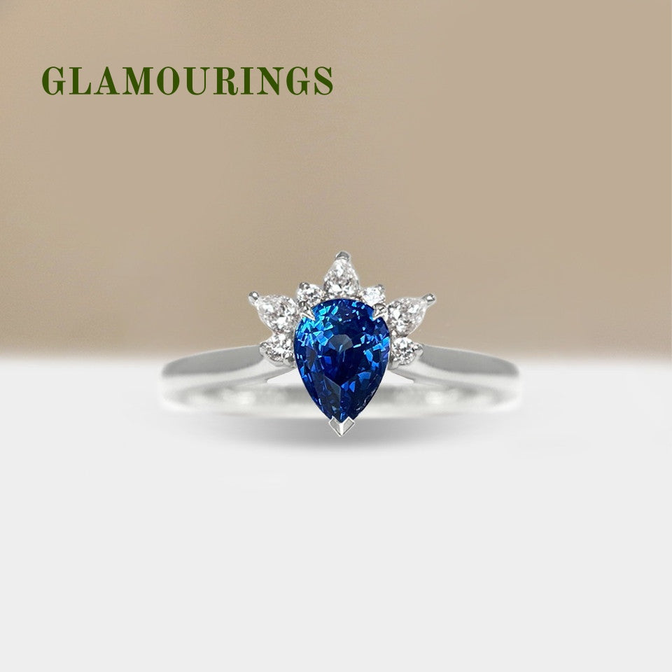1.18ct Pear Blue Sapphire Engagement Ring