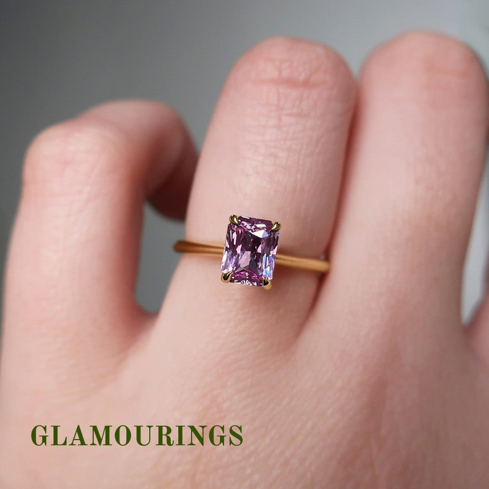 1.12ct Radiant Peach Sapphire Engagement Ring