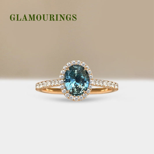1.6ct Oval Teal Sapphire Engagement Ring