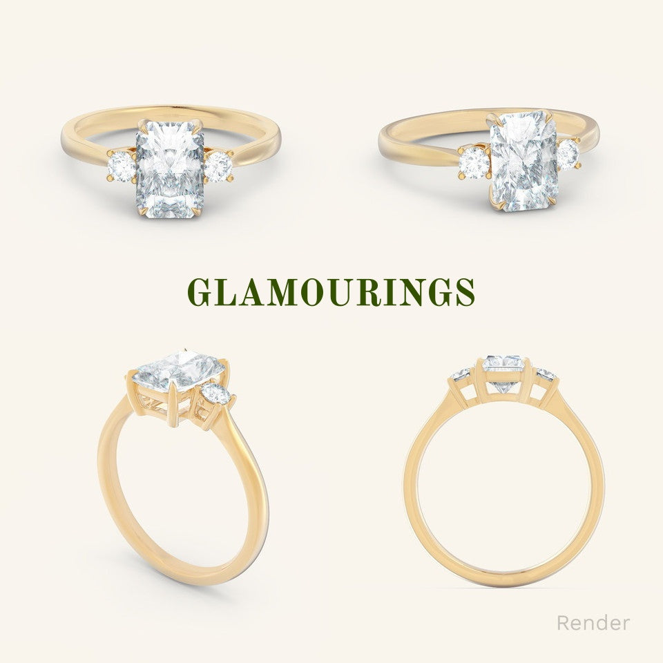 1.7ct Radiant Peach Sapphire Engagement Ring