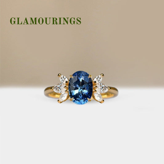 1.46ct Oval Blue Sapphire Engagement Ring
