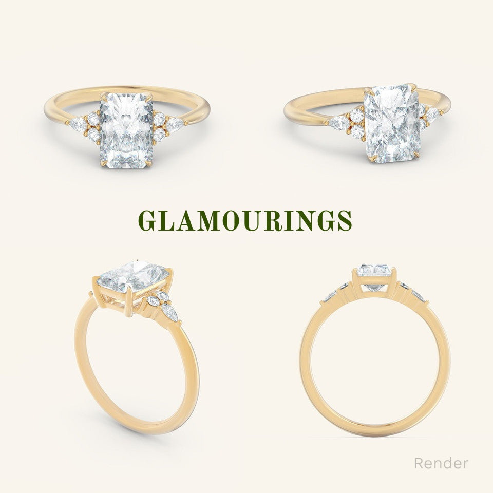 1.39ct Radiant Peach Sapphire Engagement Ring