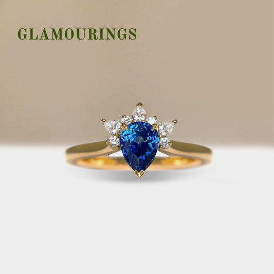 1.18ct Pear Blue Sapphire Engagement Ring