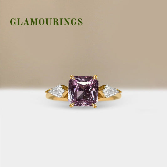 1.7ct Radiant Peach Sapphire Engagement Ring