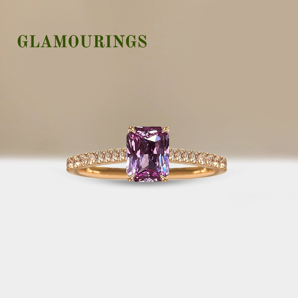 1.12ct Radiant Peach Sapphire Engagement Ring