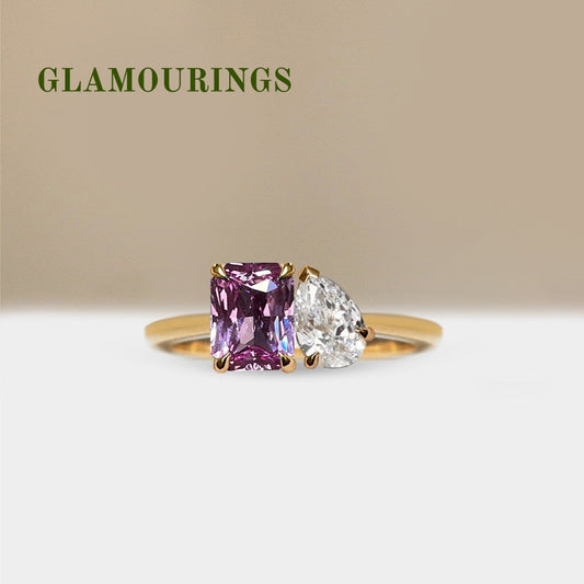 1.12ct Radiant Peach Sapphire Engagement Ring