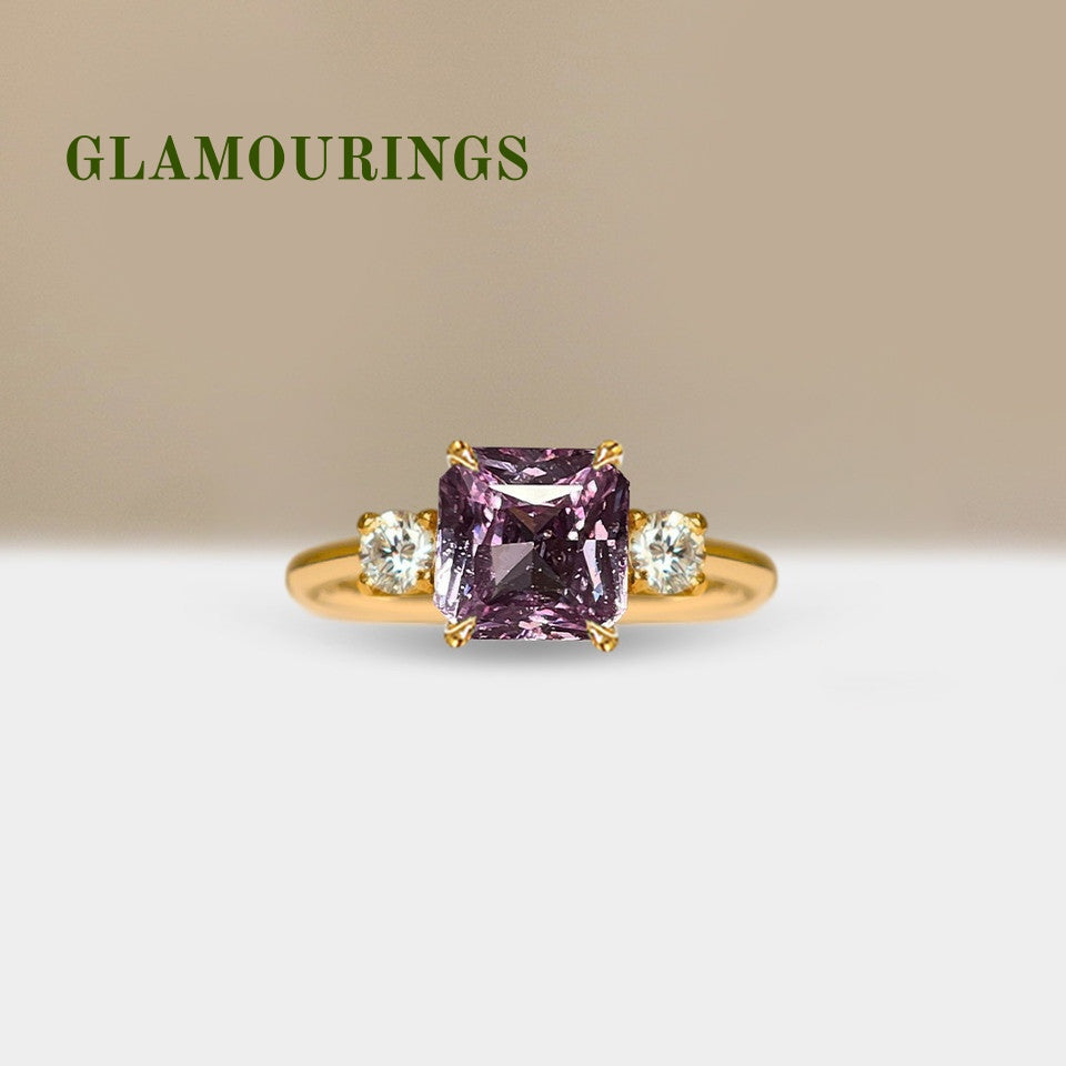 1.7ct Radiant Peach Sapphire Engagement Ring