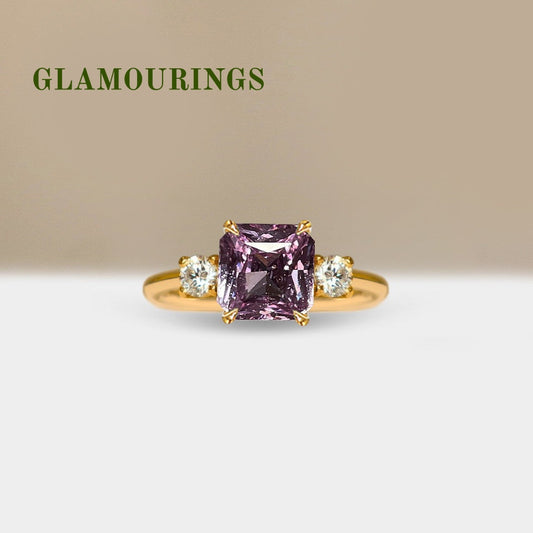 1.7ct Radiant Peach Sapphire Engagement Ring