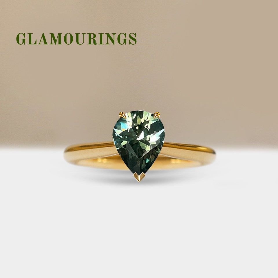 1.5ct Pear Australian Parti Teal Sapphire Engagement Ring