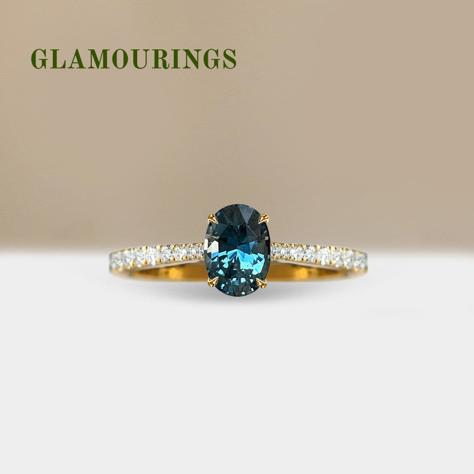 1.08ct Oval Teal Sapphire Engagement Ring