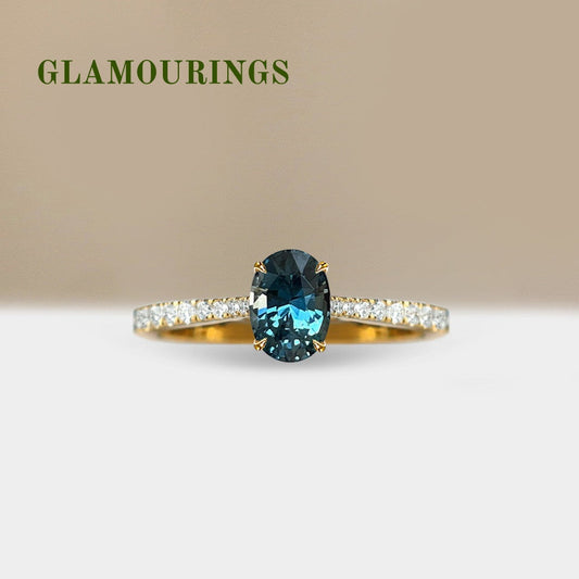 1.08ct Oval Teal Sapphire Engagement Ring
