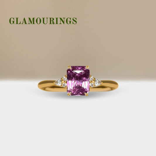 1.39ct Radiant Peach Sapphire Engagement Ring