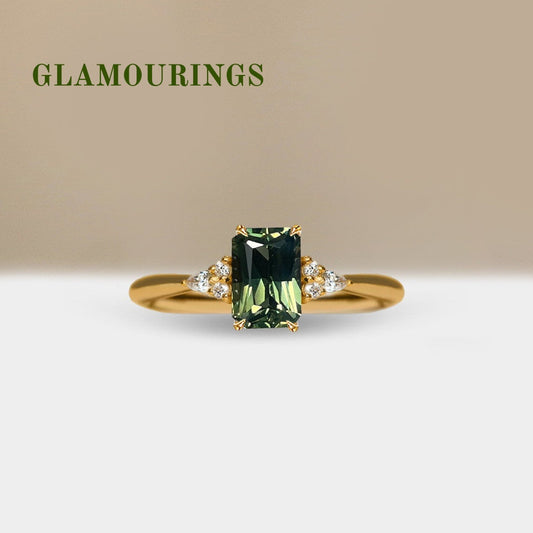 1.07ct Radiant Australian Parti Teal Sapphire Engagement Ring