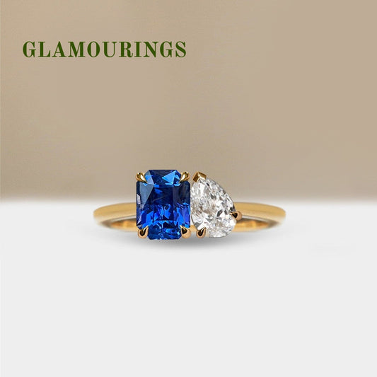 1.2ct Radiant Blue Sapphire Engagement Ring